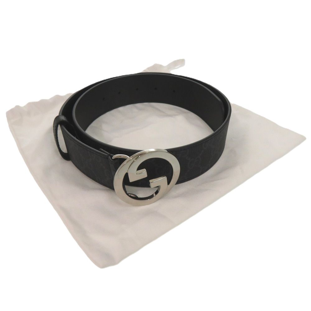 Gucci Interlocking Buckle GG Canvas Black Belt — view 2