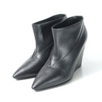 Hermes Boots 36 Short Ankle Wedge Heels Leather Shoes