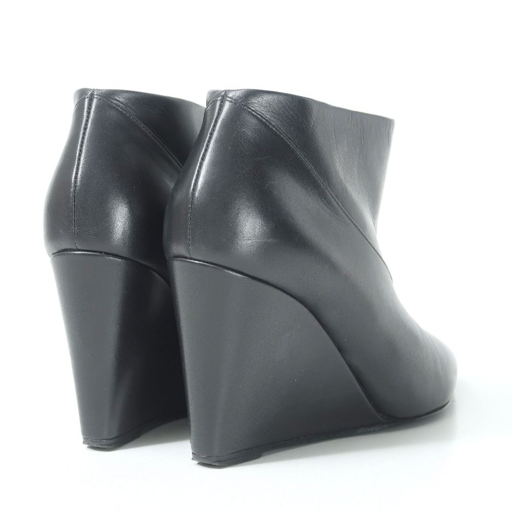 Hermes Boots 36 Short Ankle Wedge Heels Leather Shoes — view 3