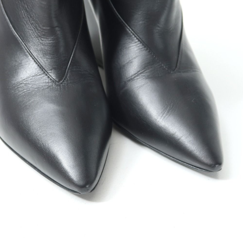 Hermes Boots 36 Short Ankle Wedge Heels Leather Shoes — view 4