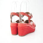 Hermes Espadrille Sandals 37.5 Ankle Strap Platform Wedge Leather Shoes — view 3