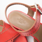 Hermes Espadrille Sandals 37.5 Ankle Strap Platform Wedge Leather Shoes — view 6