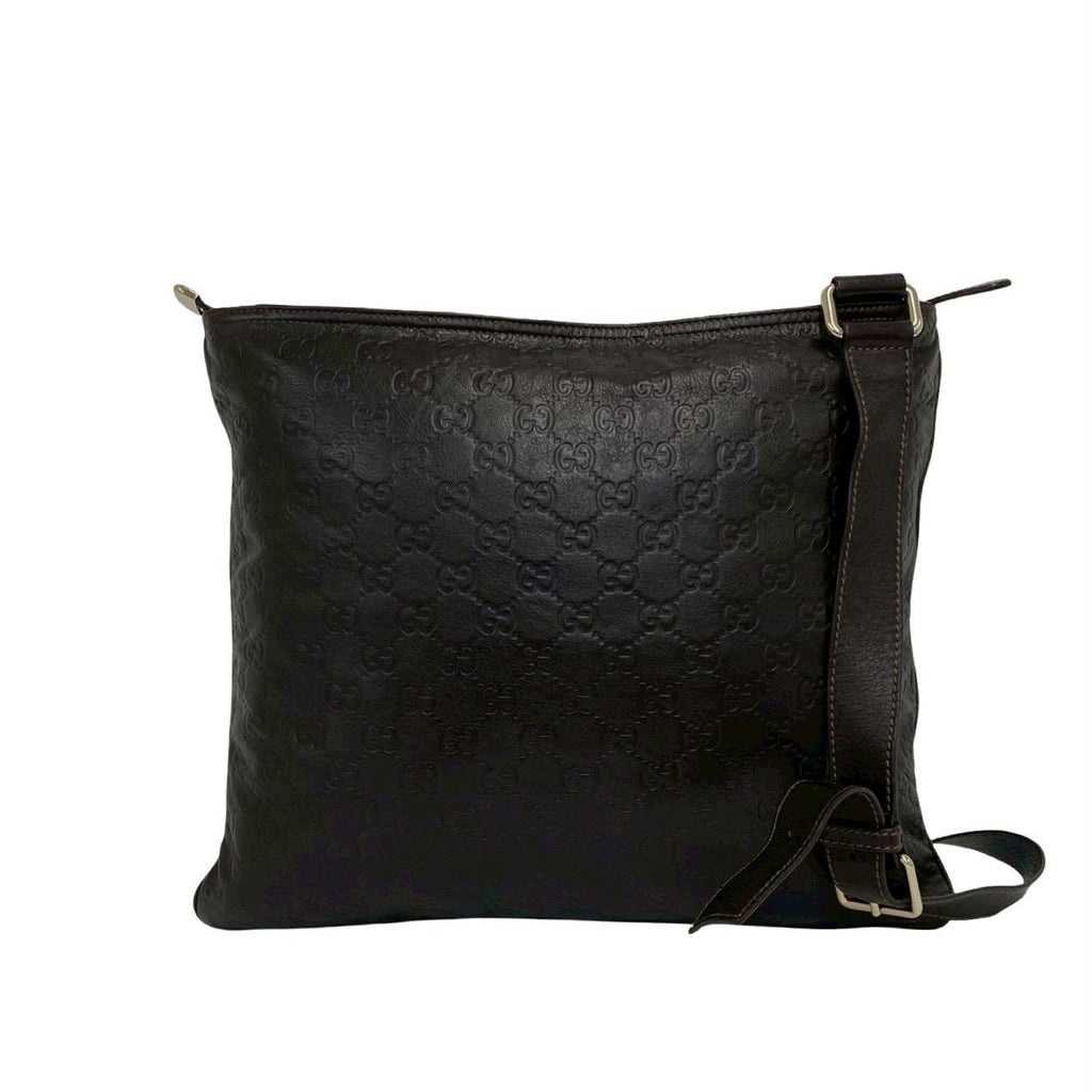 Gucci Guccissima GG Logo Leather Shoulder Bag Crossbody Pochette Brown — view 3