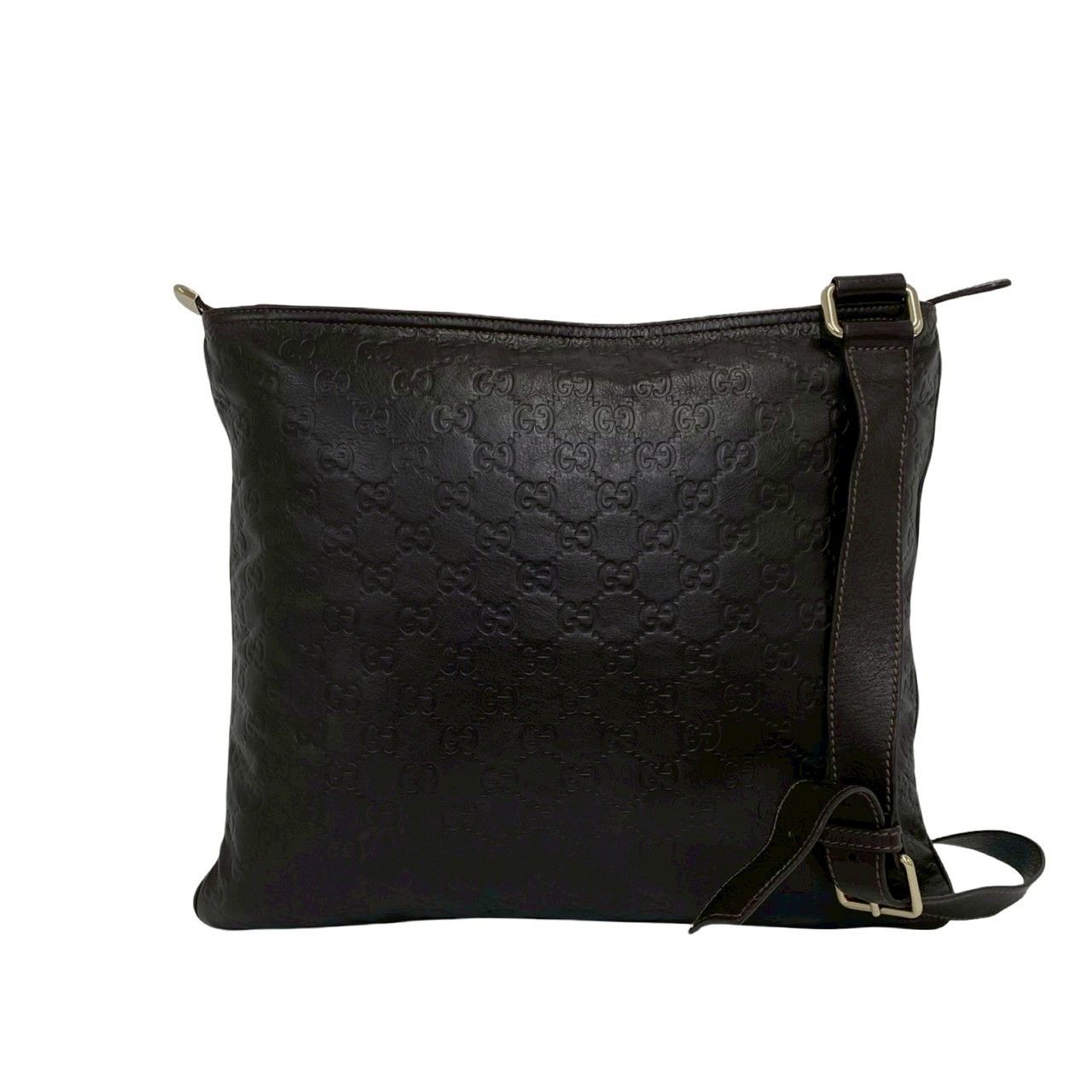 Gucci Guccissima GG Logo Leather Shoulder Bag Crossbody Pochette Brown — view 3