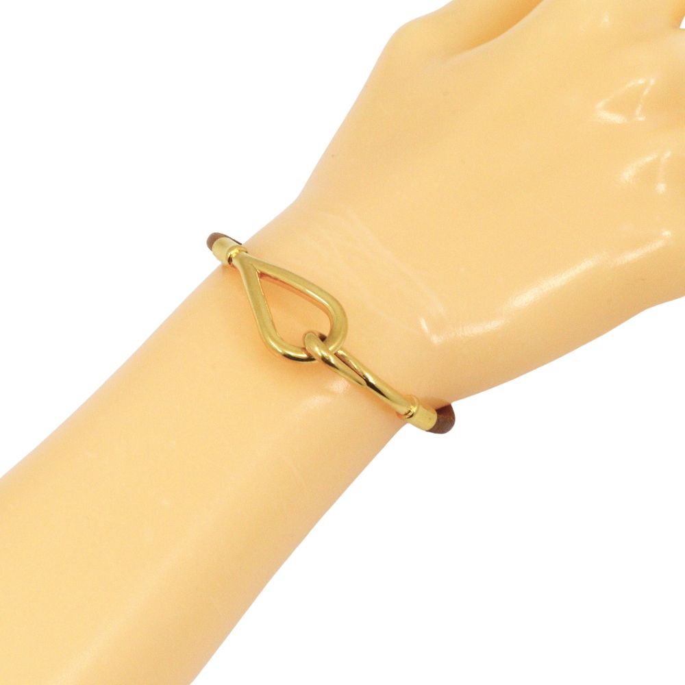 Hermes Jumbo Gold Plated Leather Bracelet — view 2