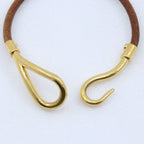 Hermes Jumbo Gold Plated Leather Bracelet — view 6