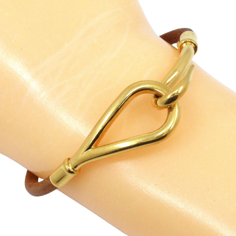 Hermes Jumbo Gold Plated Leather Bracelet