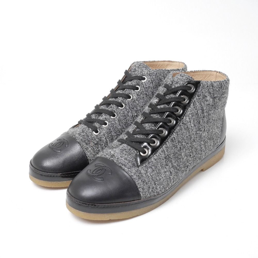 Chanel Sneakers 38 CC Logo Tweed Lambskin