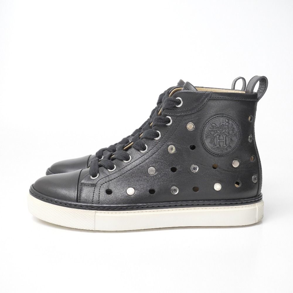 Hermes Jimmy Sneakers 36.5 Series Perforated High Cut Shoes Leather — view 2