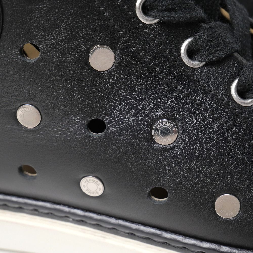 Hermes Jimmy Sneakers 36.5 Series Perforated High Cut Shoes Leather — view 9