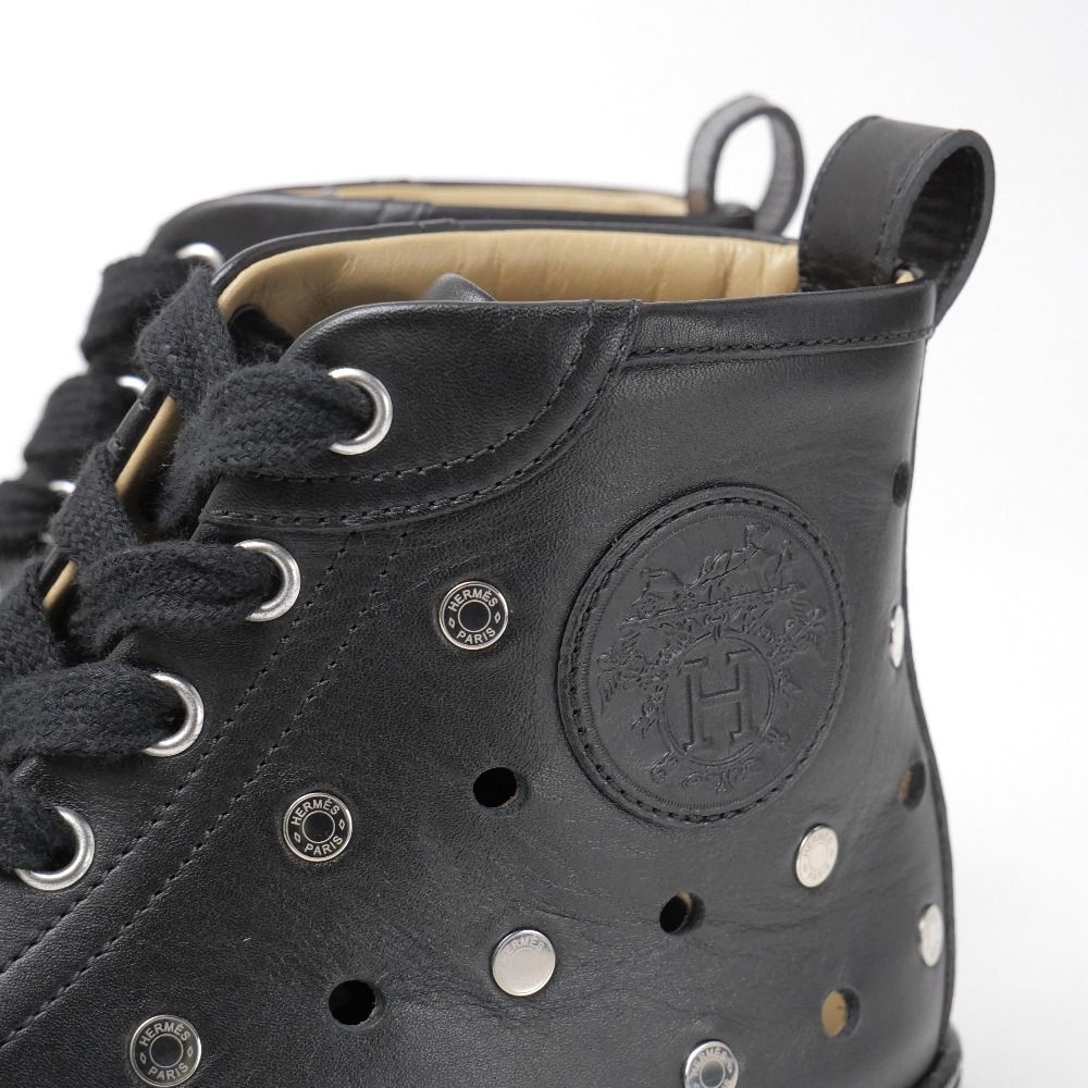 Hermes Jimmy Sneakers 36.5 Series Perforated High Cut Shoes Leather — view 7