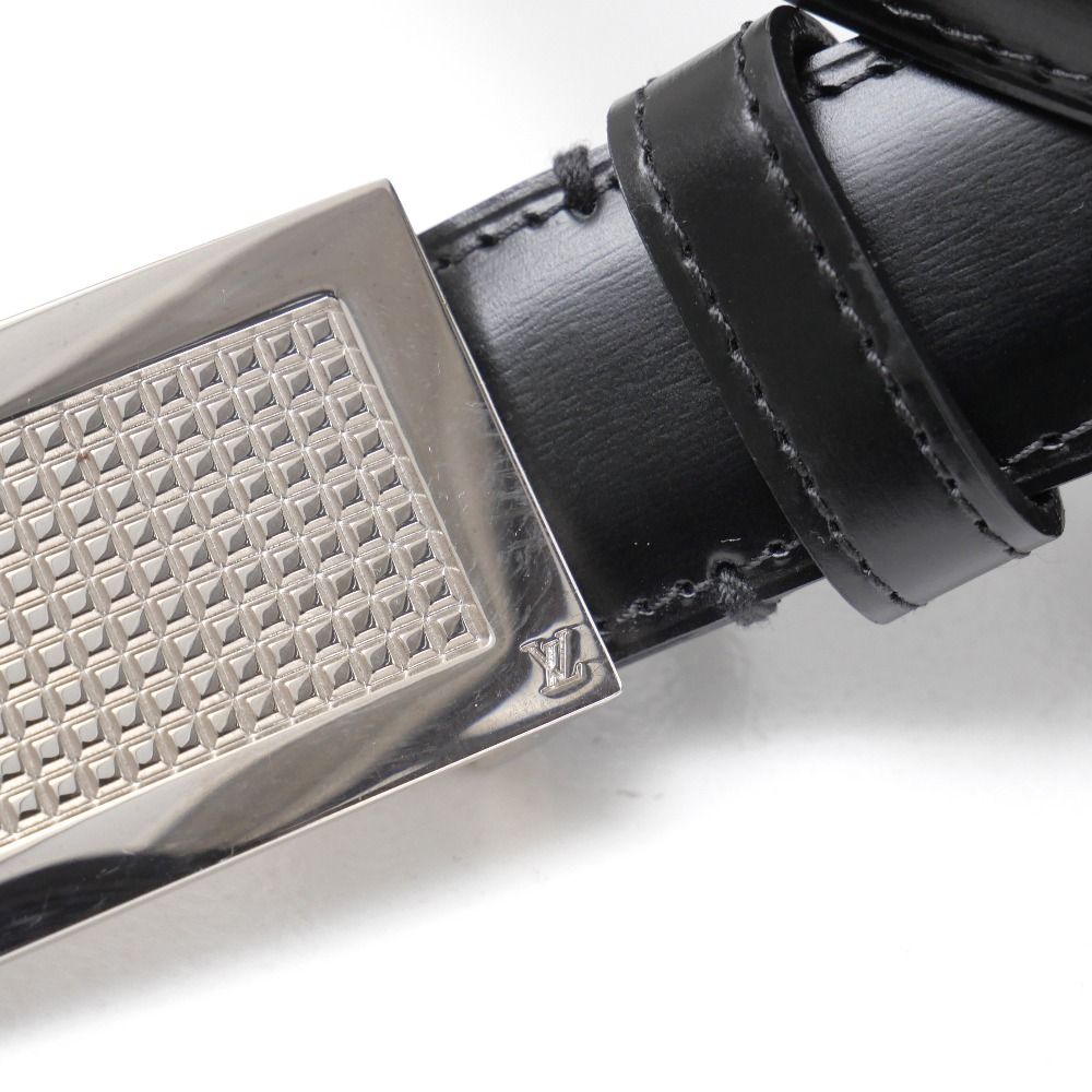 Louis Vuitton Ceinture Belt 100 40 Leather Black Silver — view 4
