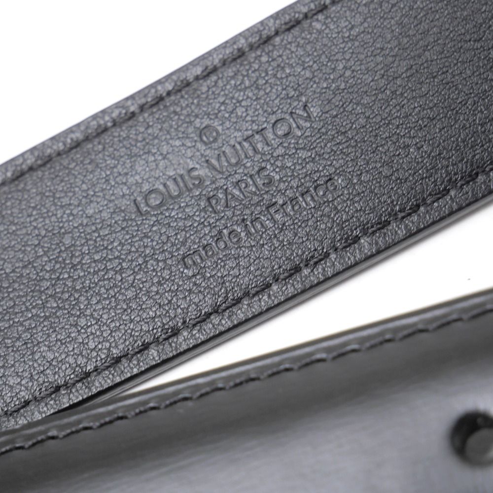 Louis Vuitton Ceinture Belt 100 40 Leather Black Silver — view 6
