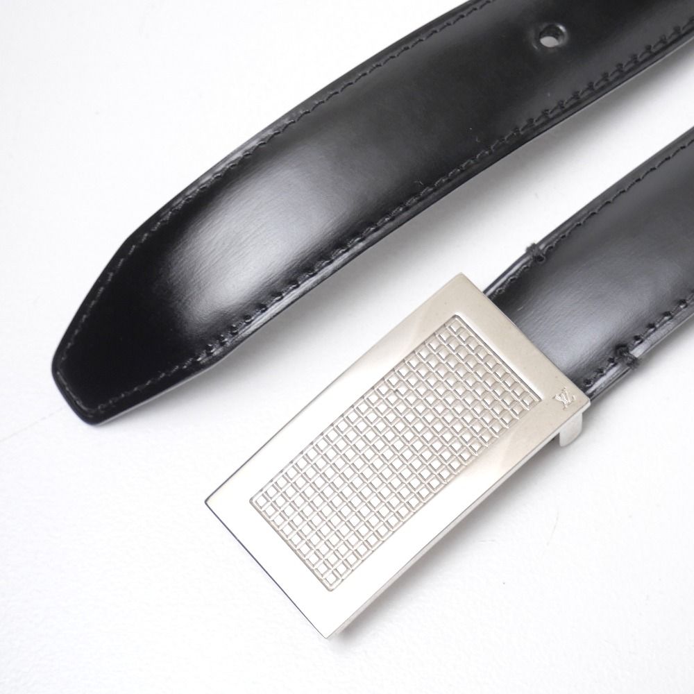 Louis Vuitton Ceinture Belt 100 40 Leather Black Silver — view 3