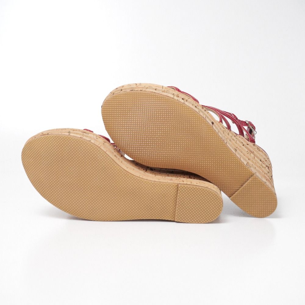 Chanel Sandals CC Logo Patent Leather Strap Cork Wedge Sole Shoes — view 8