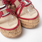 Chanel Sandals CC Logo Patent Leather Strap Cork Wedge Sole Shoes — view 4