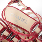 Chanel Sandals CC Logo Patent Leather Strap Cork Wedge Sole Shoes — view 7