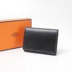 Hermes Kurnese Card Case Leather Black