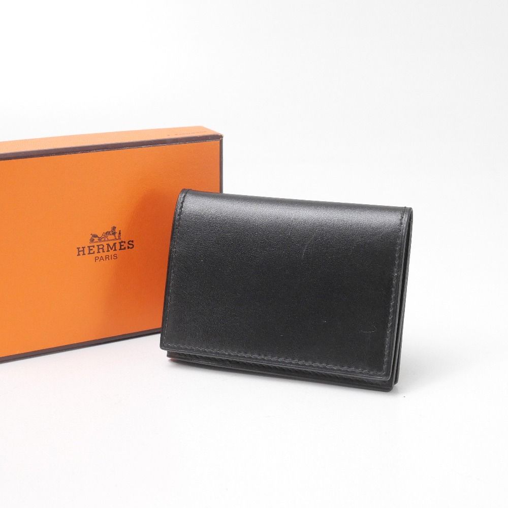 Hermes Kurnese Card Case Leather Black