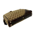 Gucci GG Logo Pattern Canvas Leather Tote Shoulder Bag Brown — view 7