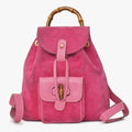 Gucci Bamboo Mini Backpack Pink Suede 003 Gold Vintage