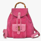 Gucci Bamboo Mini Backpack Pink Suede 003 Gold Vintage