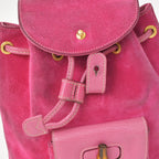 Gucci Bamboo Mini Backpack Pink Suede 003 Gold Vintage — view 7