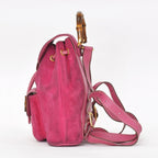 Gucci Bamboo Mini Backpack Pink Suede 003 Gold Vintage — view 3