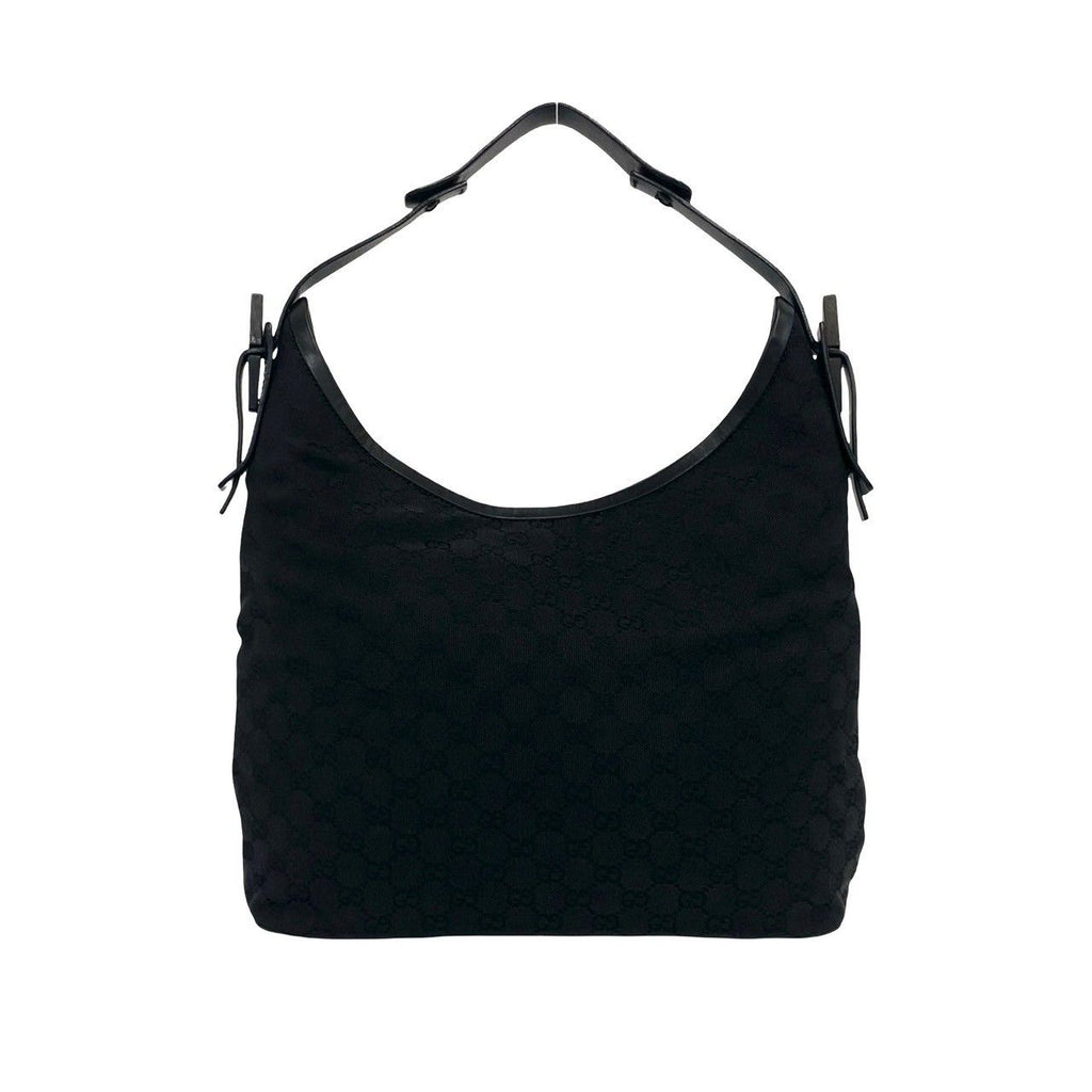 Gucci GG Logo Pattern Canvas Leather Shoulder Bag Tote Black — view 3