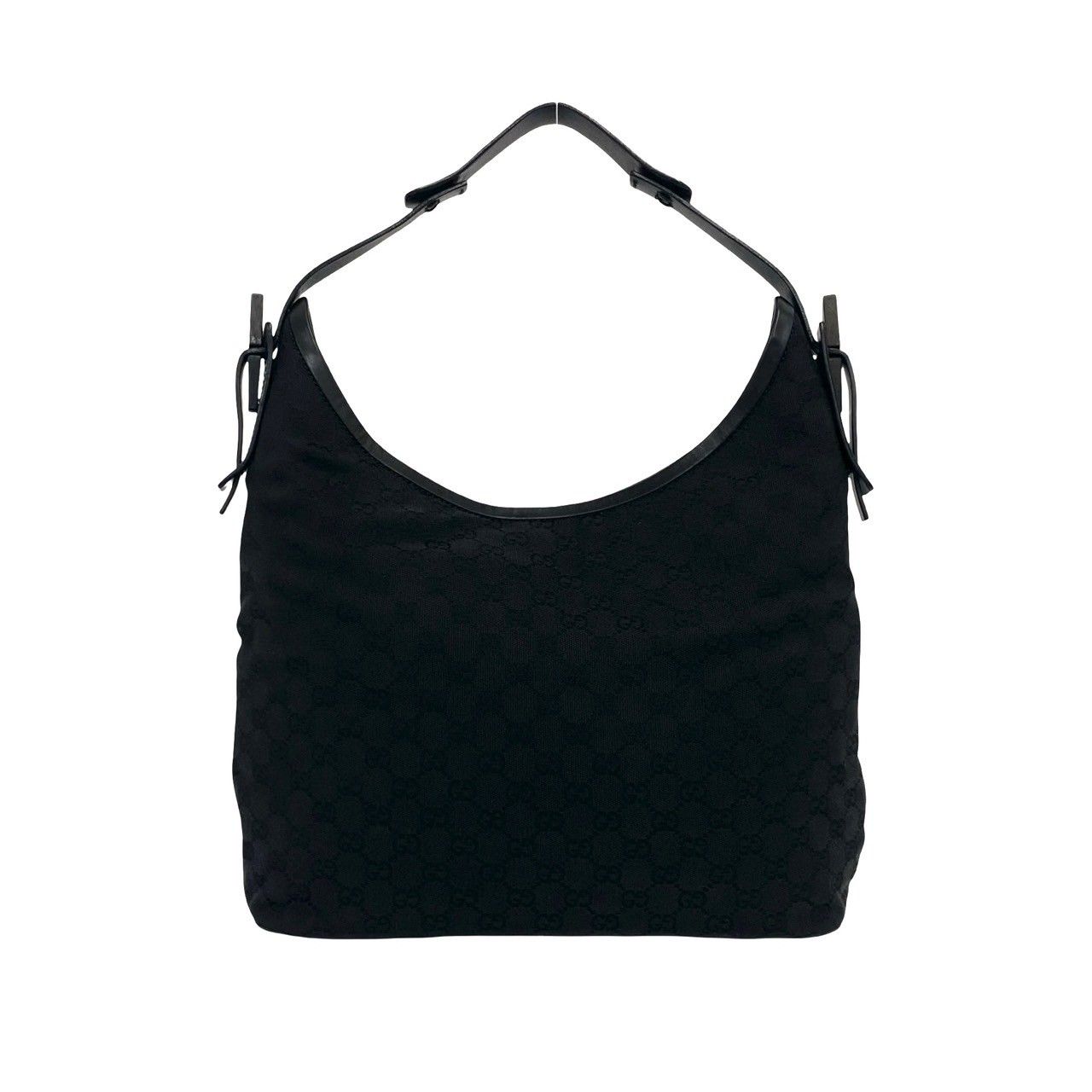 Gucci GG Logo Pattern Canvas Leather Shoulder Bag Tote Black — view 3