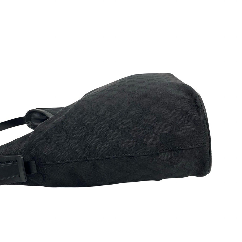 Gucci GG Logo Pattern Canvas Leather Shoulder Bag Tote Black — view 5