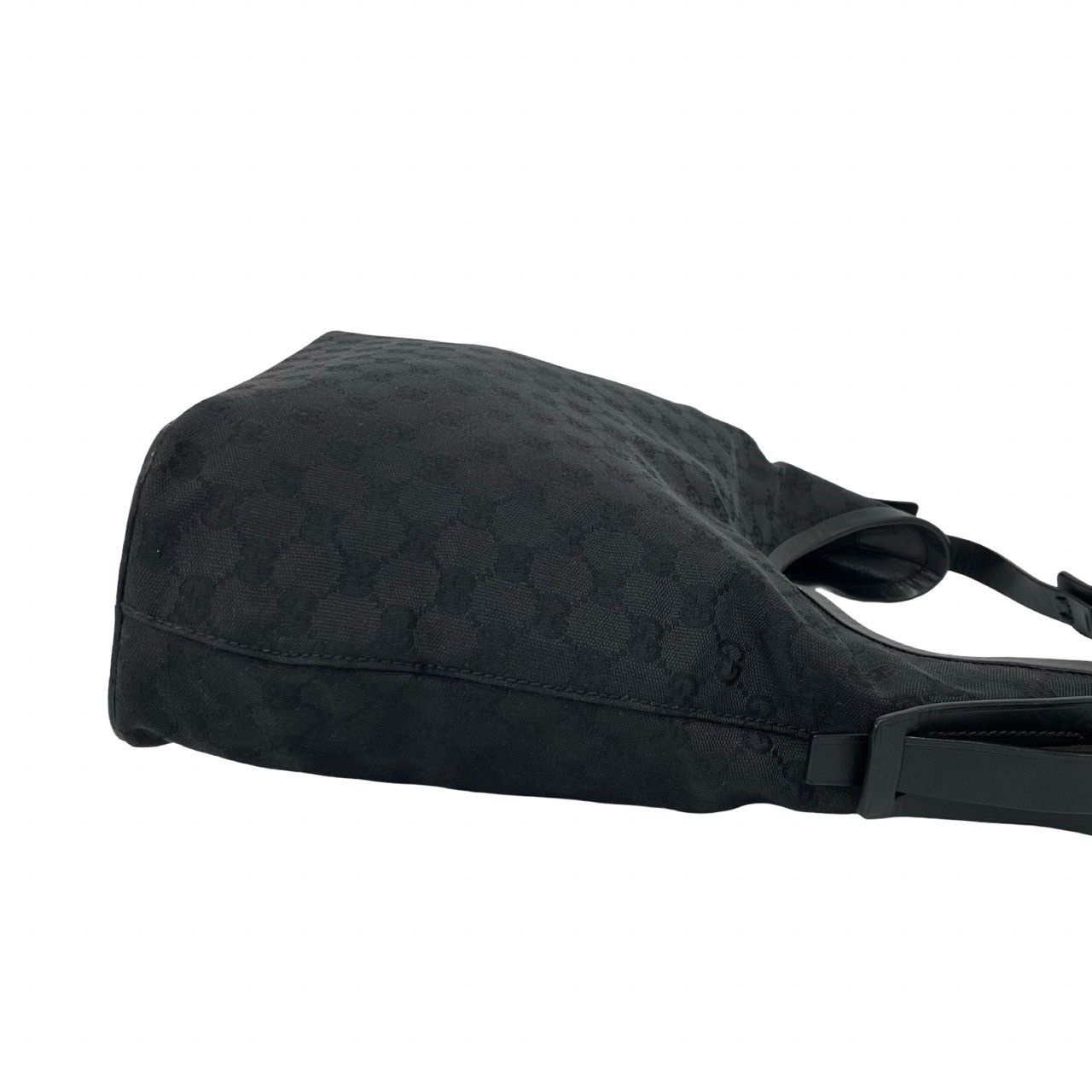 Gucci GG Logo Pattern Canvas Leather Shoulder Bag Tote Black — view 6