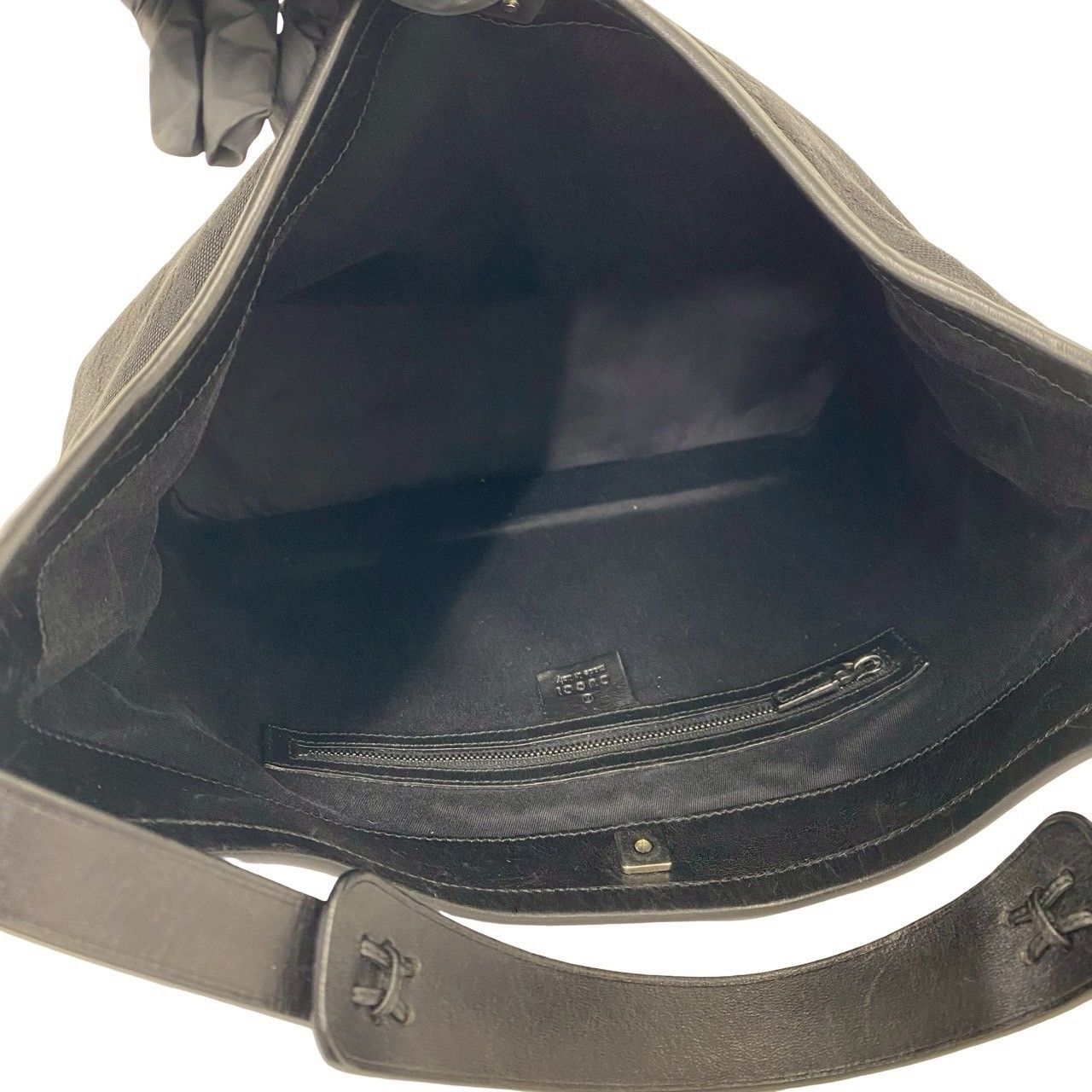 Gucci GG Logo Pattern Canvas Leather Shoulder Bag Tote Black — view 9