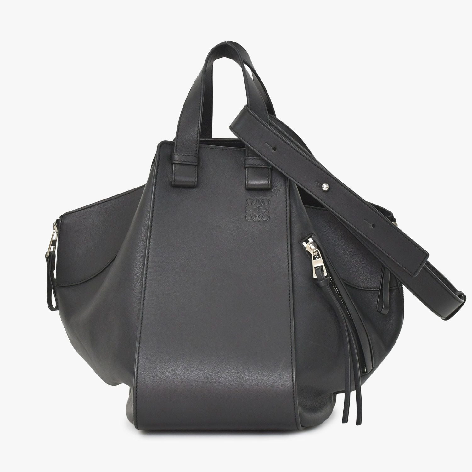 Loewe Hammock Black Shoulder Bag Silver