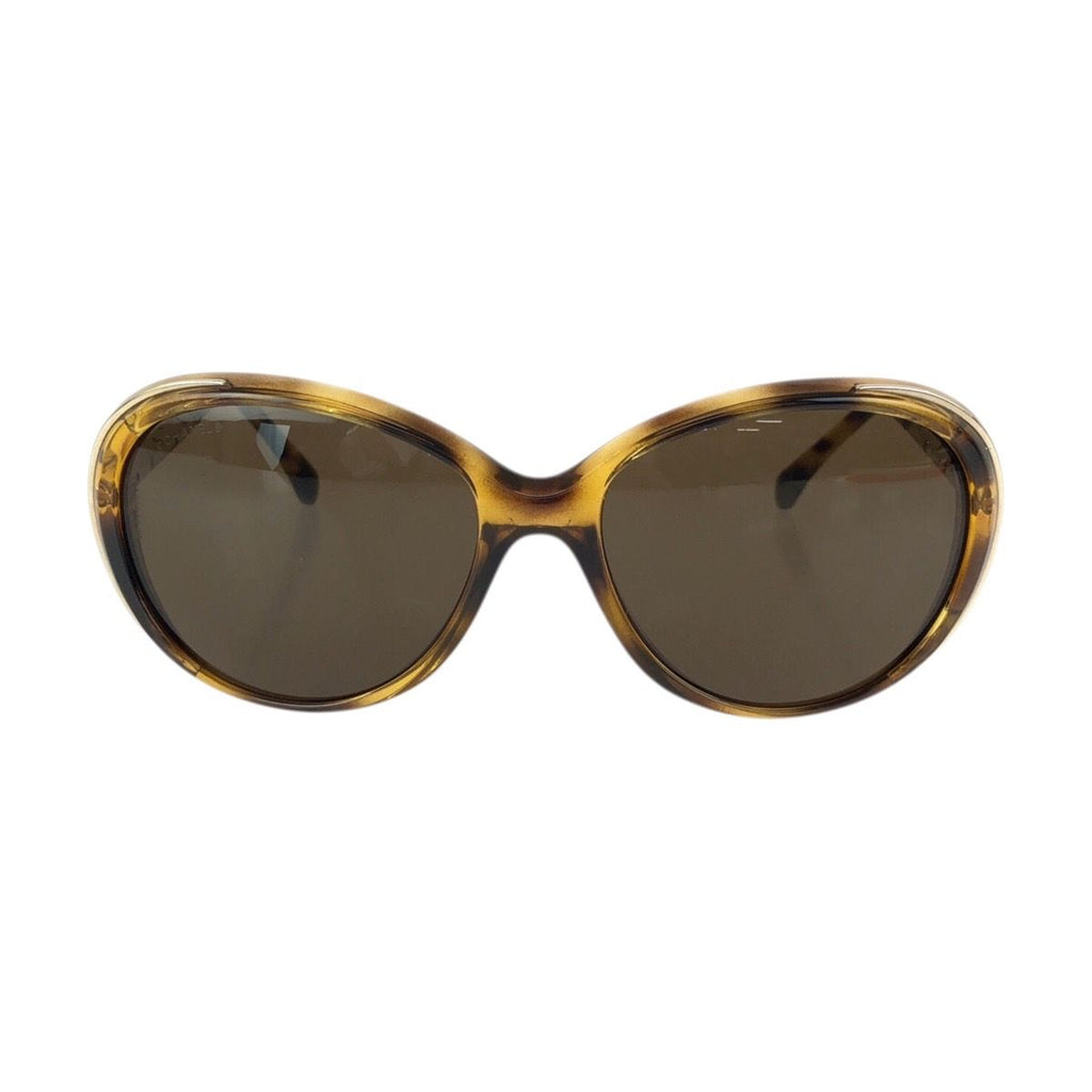 Chanel CC Logo Brown Gold Acetate Metal Sunglasses Eyewear — view 2