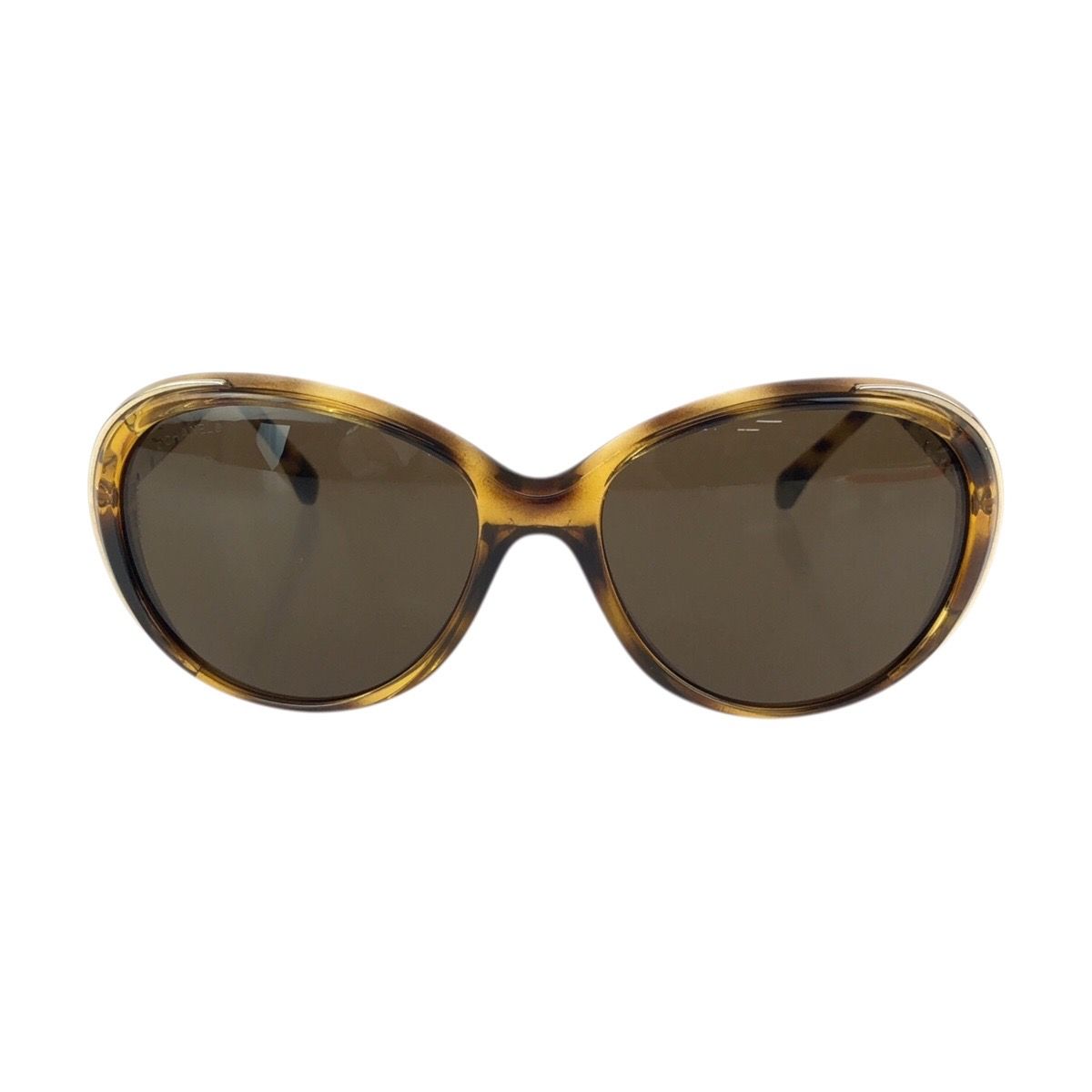 Chanel CC Logo Brown Gold Acetate Metal Sunglasses Eyewear — view 2