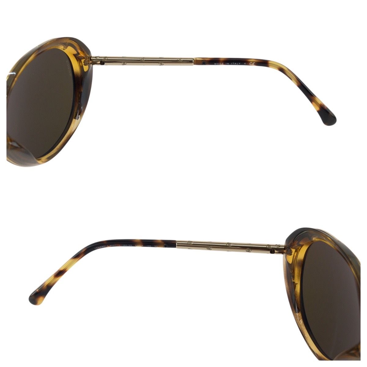 Chanel CC Logo Brown Gold Acetate Metal Sunglasses Eyewear — view 6