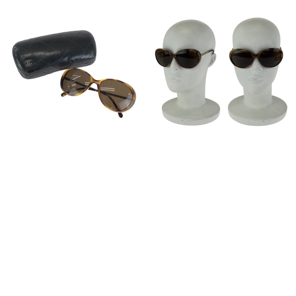 Chanel CC Logo Brown Gold Acetate Metal Sunglasses Eyewear — view 9