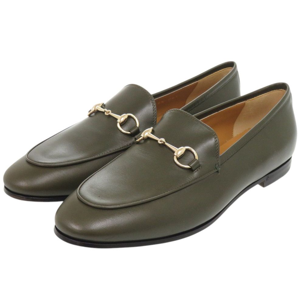 Gucci Jordan Horsebit Guccissima Leather 38.5 Olive Loafers