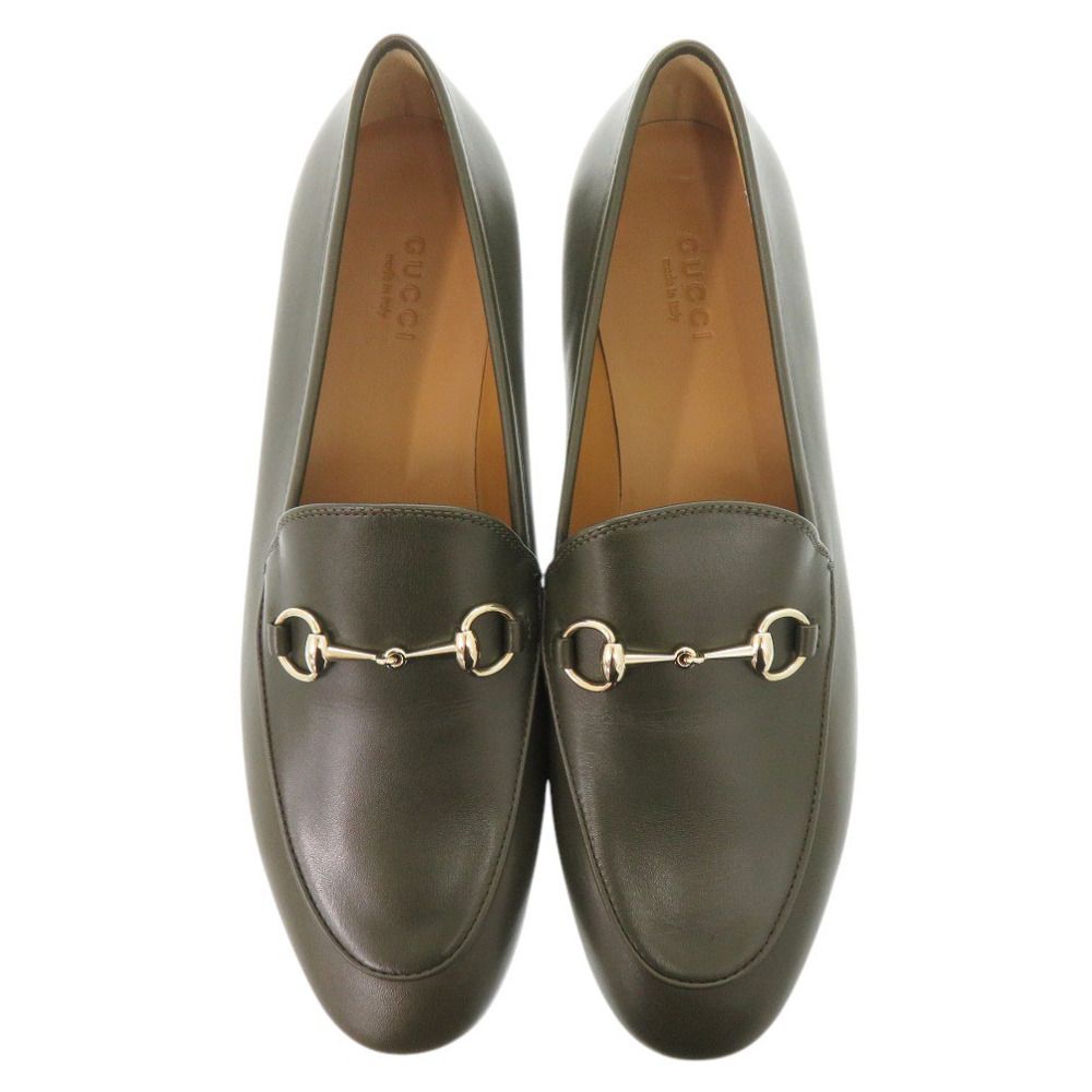 Gucci Jordan Horsebit Guccissima Leather 38.5 Olive Loafers — view 4