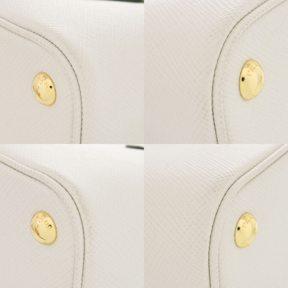 Prada 2-Way Saffiano Triangle Leather Ivory Handbag — view 4