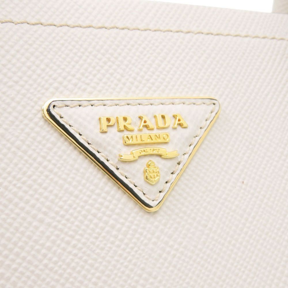 Prada 2-Way Saffiano Triangle Leather Ivory Handbag — view 8