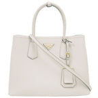 Prada 2-Way Saffiano Triangle Leather Ivory Handbag