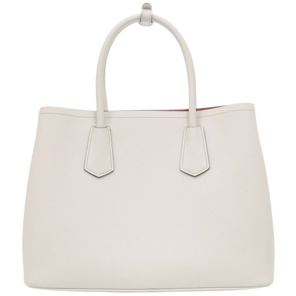 Prada 2-Way Saffiano Triangle Leather Ivory Handbag — view 2