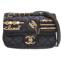 Chanel Quilted Clip Coco Lambskin Black Chain Shoulder