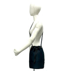 Saint Laurent Vintage YSL Logo Nylon Leather Drawstring Shoulder Bag Navy — view 2