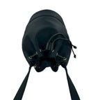 Saint Laurent Vintage YSL Logo Nylon Leather Drawstring Shoulder Bag Navy — view 4