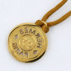 Hermes Series Gold Plated Leather Necklace — view 3