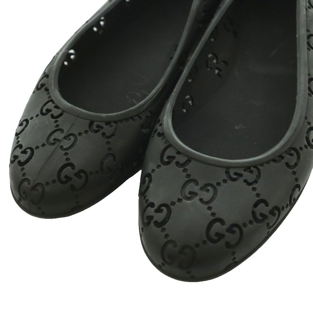 Gucci GG Pattern Rubber Shoes Flat Logo Interlocking One Color 37 Black SS — view 3