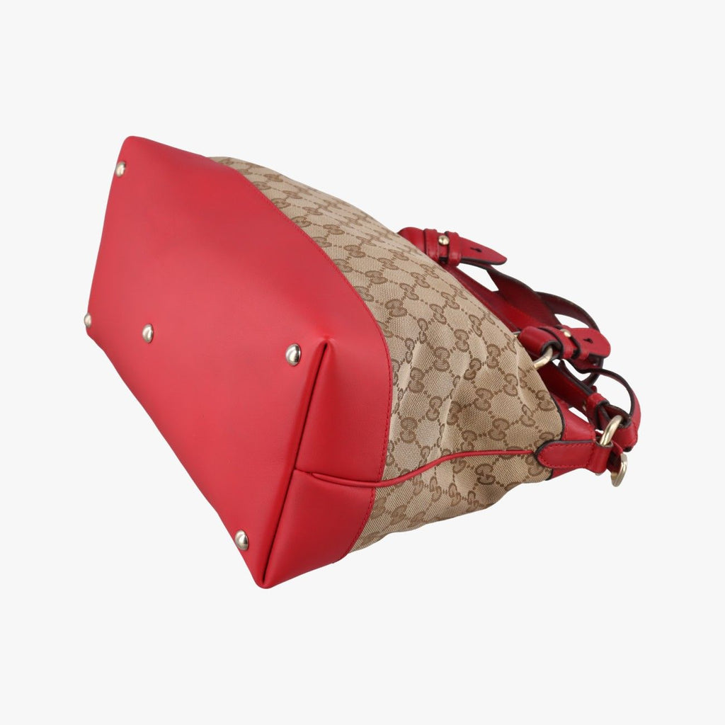 Gucci Valentine Heart Charm Beige Red Canvas Leather Keychain — view 4